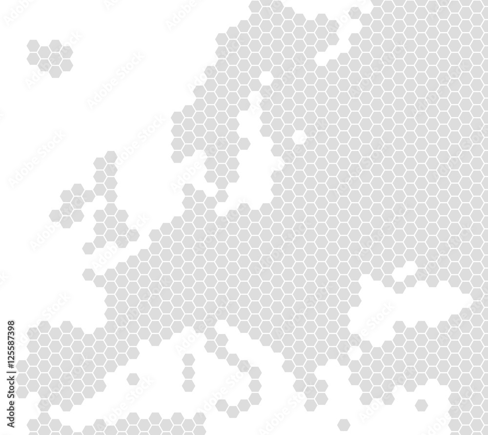 Graue Europakarte aus Sechsecken