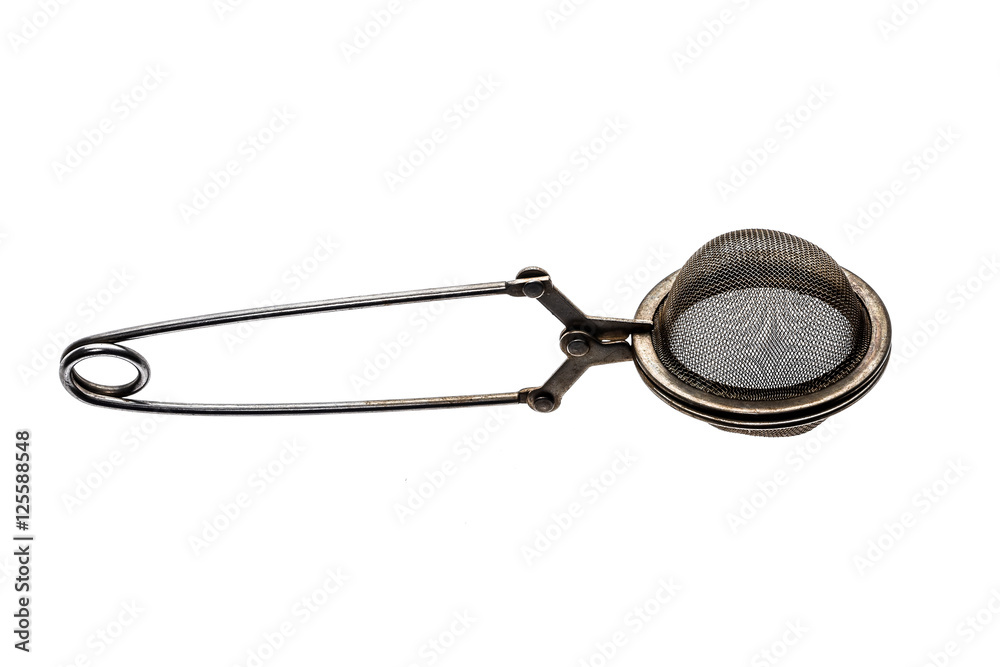 Tea strainer clamp on the white background. Tea strainer clamp on the white background.