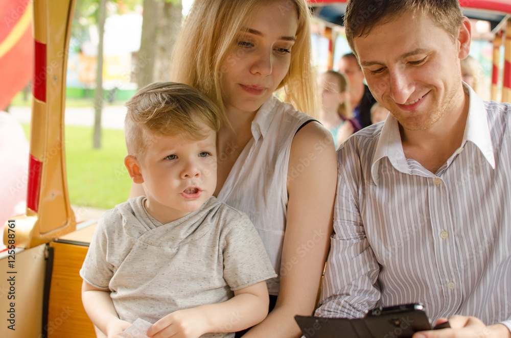 Young family is having fun in the park