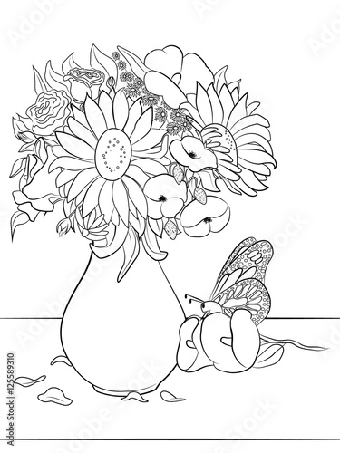Flovers in vase cologing page