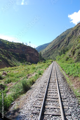 Peru train tracks through sacred valley