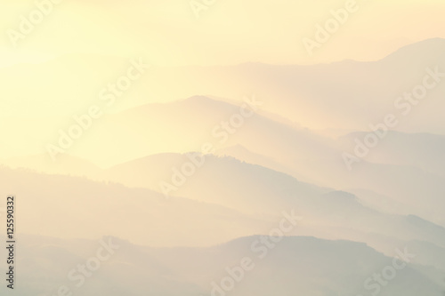 pattern of distant misty mountains