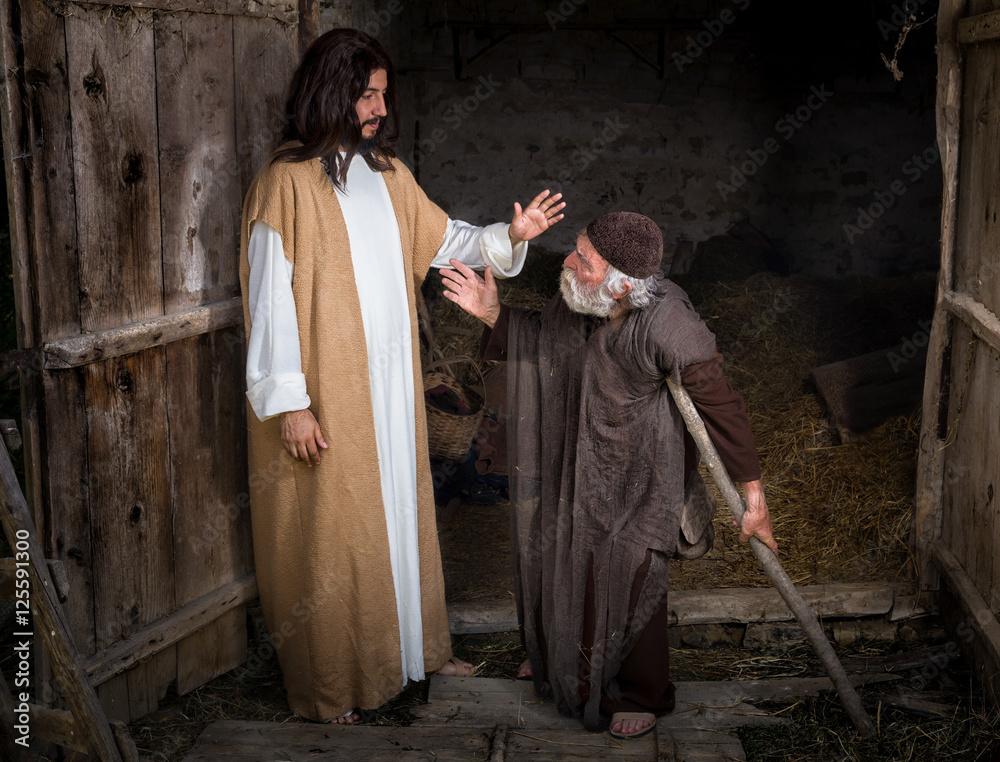 Jesus healing the lame or crippled man Stock Photo Adobe Stock