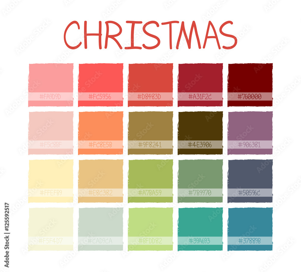 Christmas Colorful Tone Colors. Palette Scheme Pastel Vintage Colors. with  Code. Vector Illustration Stock Vector | Adobe Stock