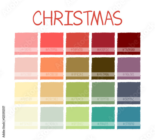 Christmas Colorful Tone Colors. Palette Scheme Pastel Vintage Colors. with Code. Vector Illustration