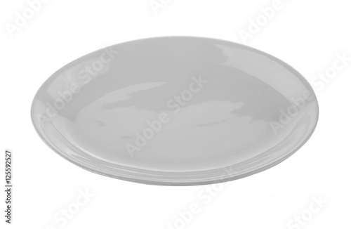 Empty white plate isolated on a white background