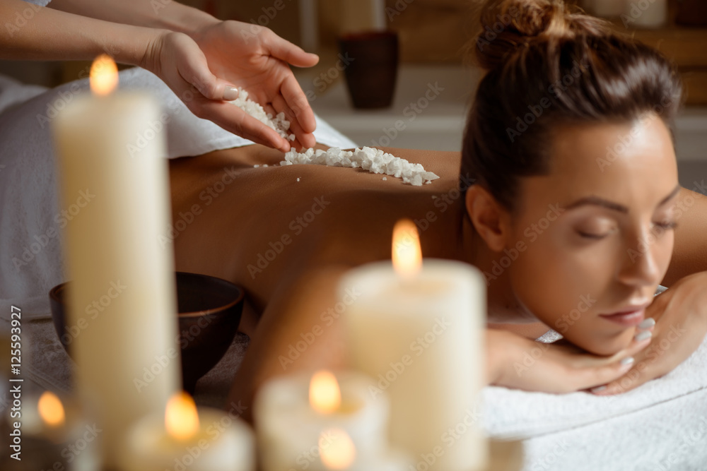Young beautiful girl relaxing in spa salon. Young beautiful girl relaxing in spa salon.