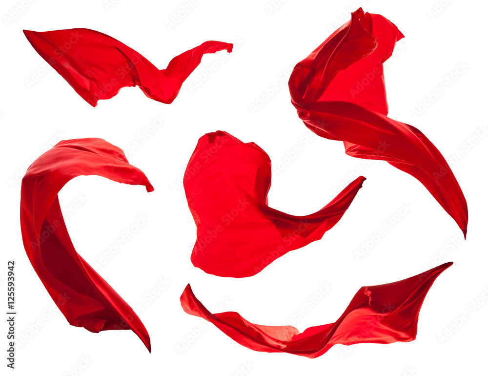 Smooth elegant red satin isolated on white background Smooth elegant red satin isolated on white background