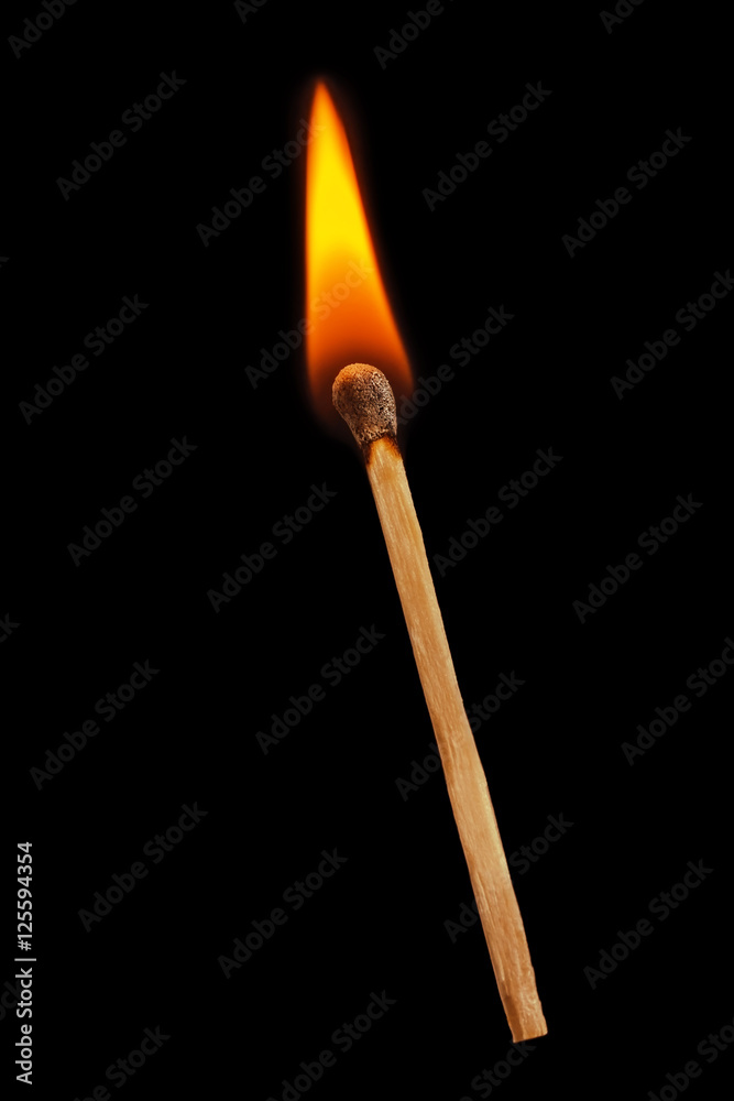 Matchstick on a black background. Soft focus view. Matchstick on a black background. Soft focus view.