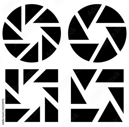 Aperture like symbol. Circular icon with lamellas