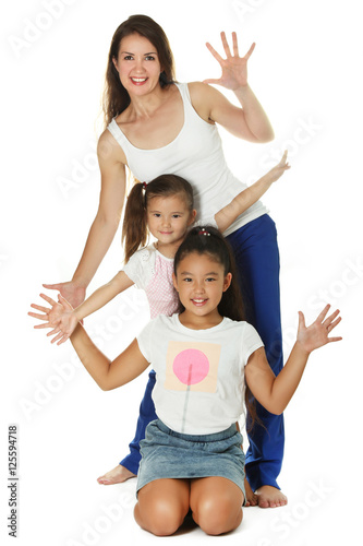 Portrait of mother with two daughters 