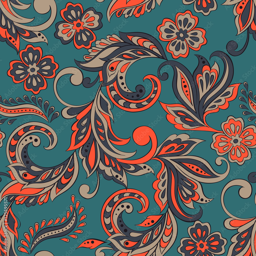 Seamless floral vintage background. Vector background for textile design.  Wallpaper, background, indian pattern Stock Vector | Adobe Stock