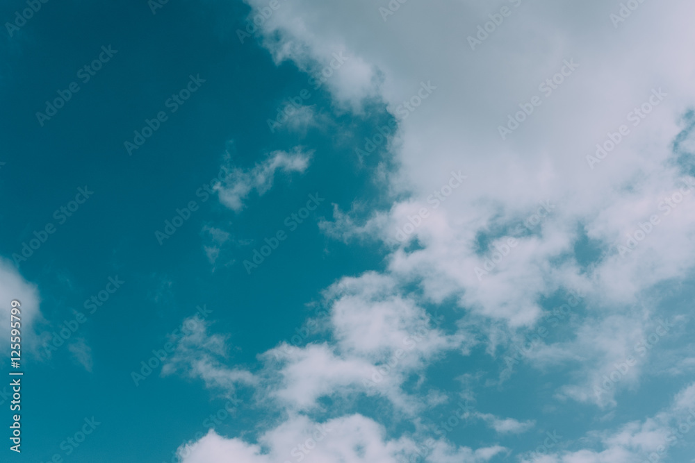 Beautiful nature with white clouds on blue sky background