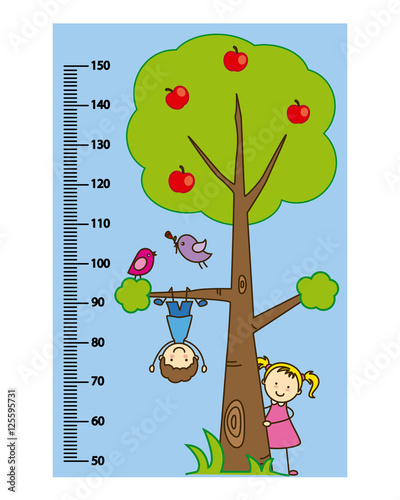 meter wall. Children playing on a tree