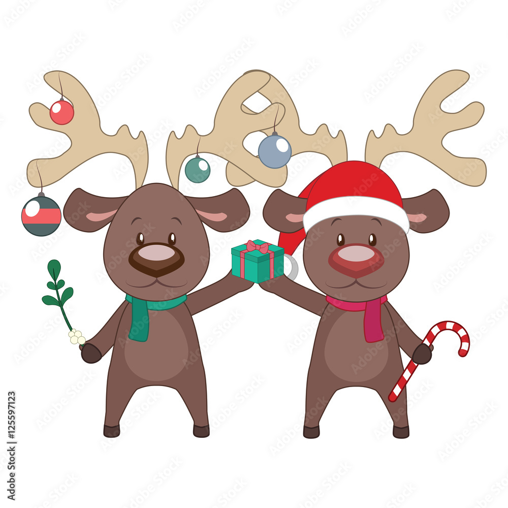Reindeer holding a Christmas present Reindeer holding a Christmas present