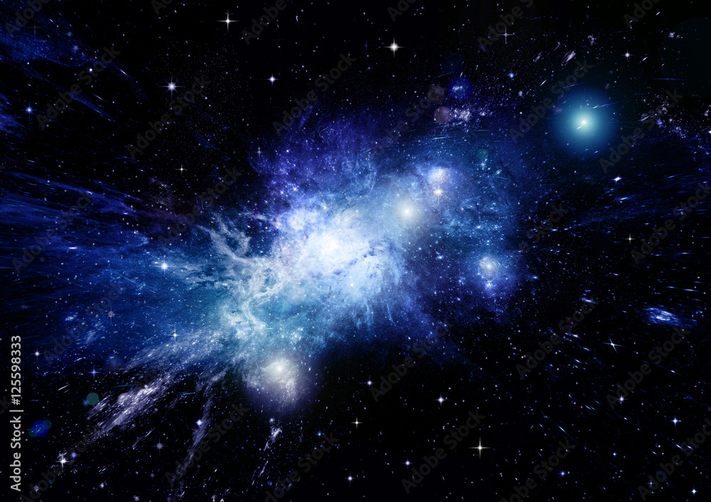 Fototapeta premium Stars, dust and gas nebula in a far galaxy