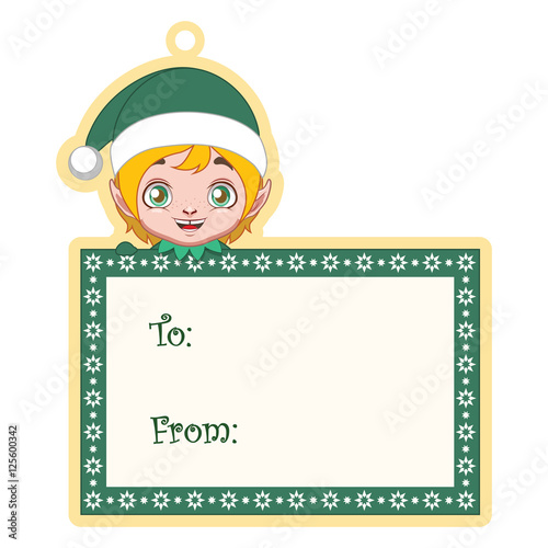 Cute little blonde elf present tag