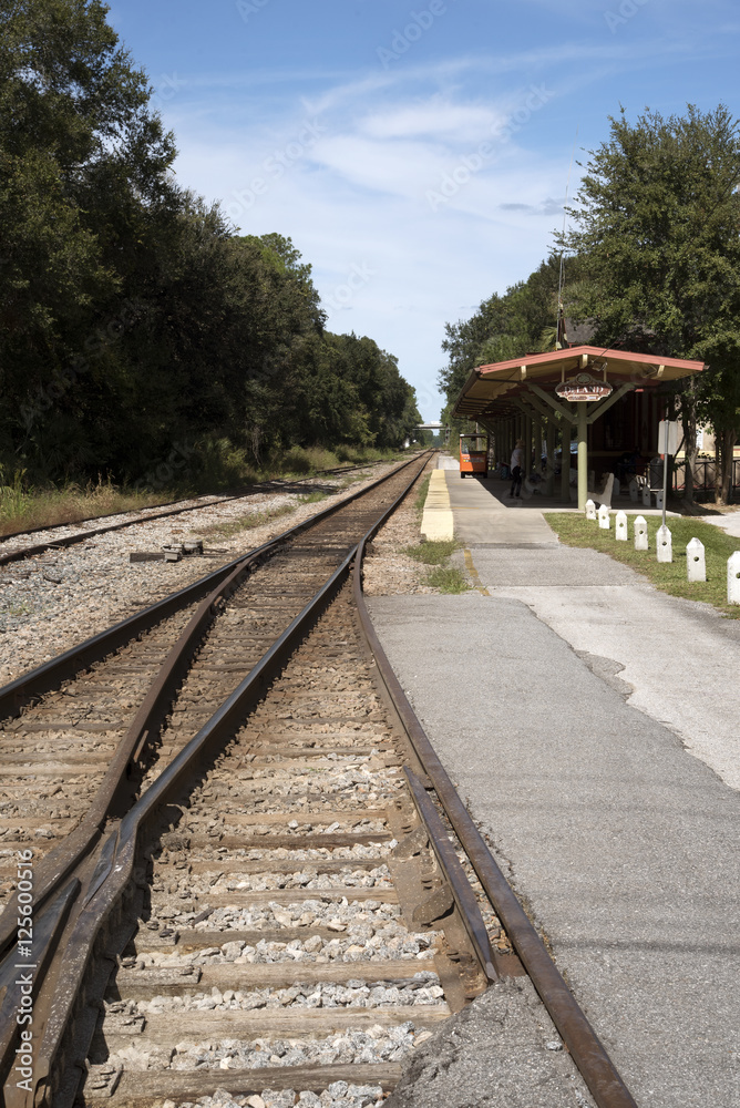 DeLand Florida USA - October 2016 - Railroad track at Deland Station Florida USA