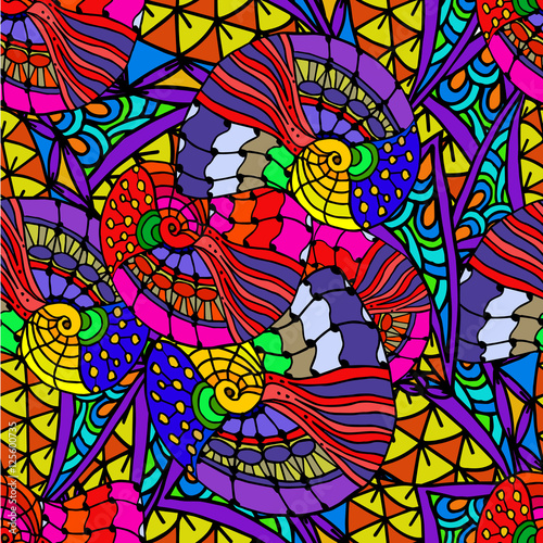 Abstract geometric background of colorful Doodle patterns