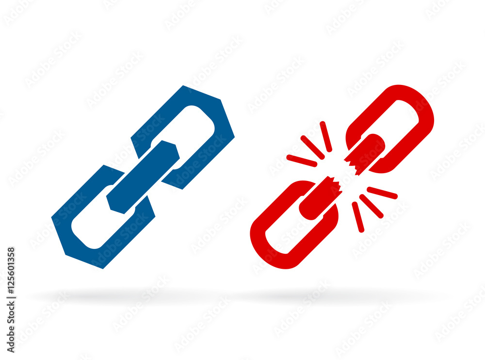 Strong and weak chain link icon