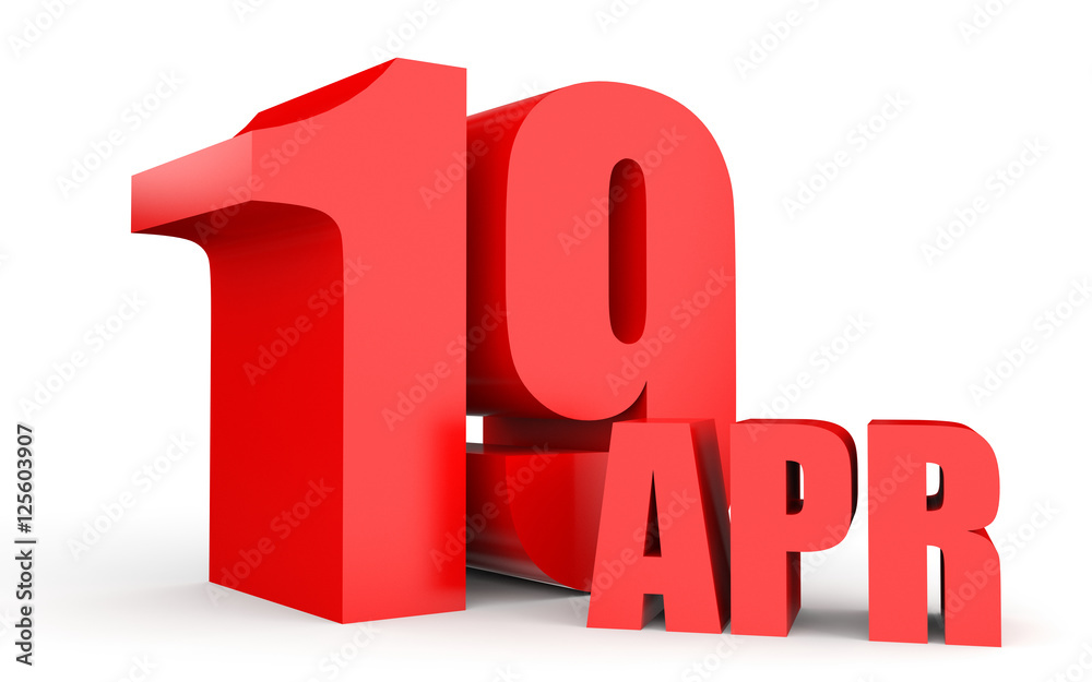 April 19. Text on white background. April 19. Text on white background.