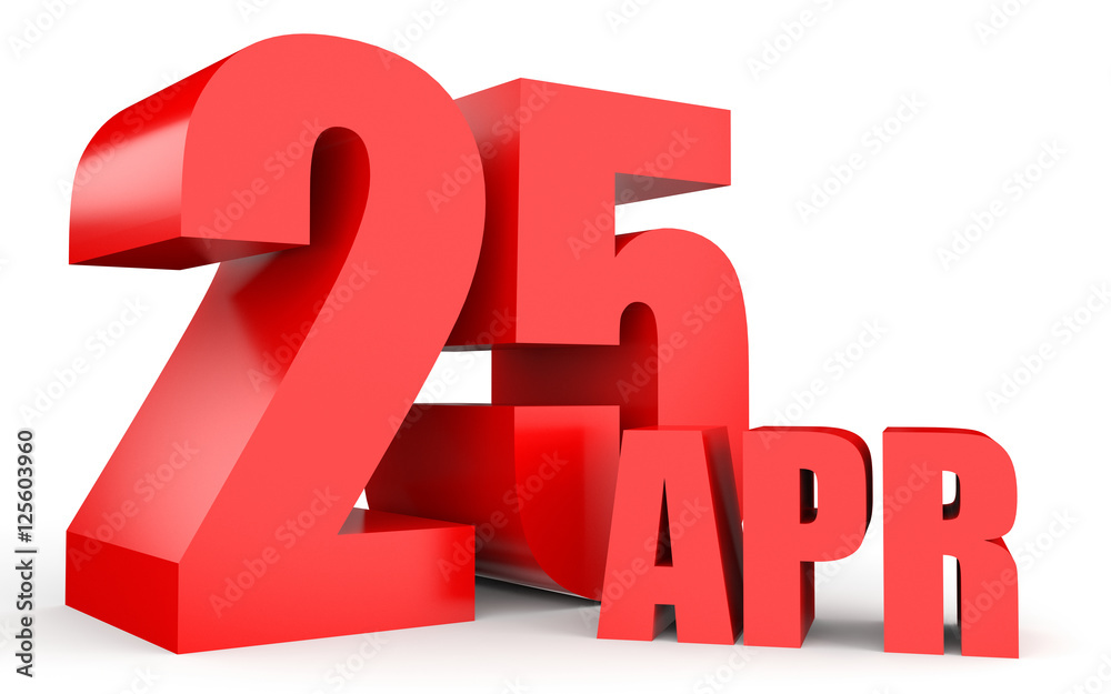 April 25. Text on white background.