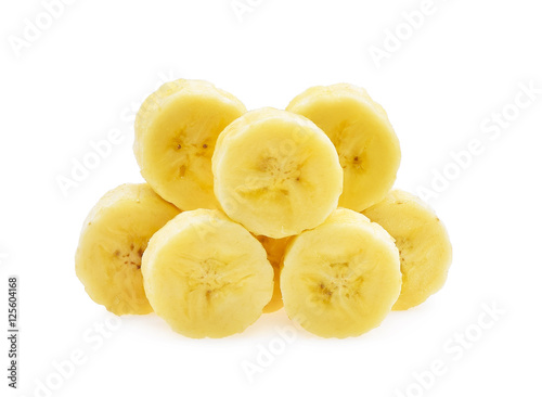 Bananas. Ripe Banana slices isolated on white background.