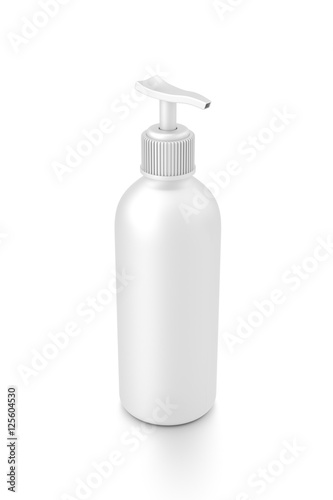 White cosmetic bottle dispenser pump with tube container from top angle.