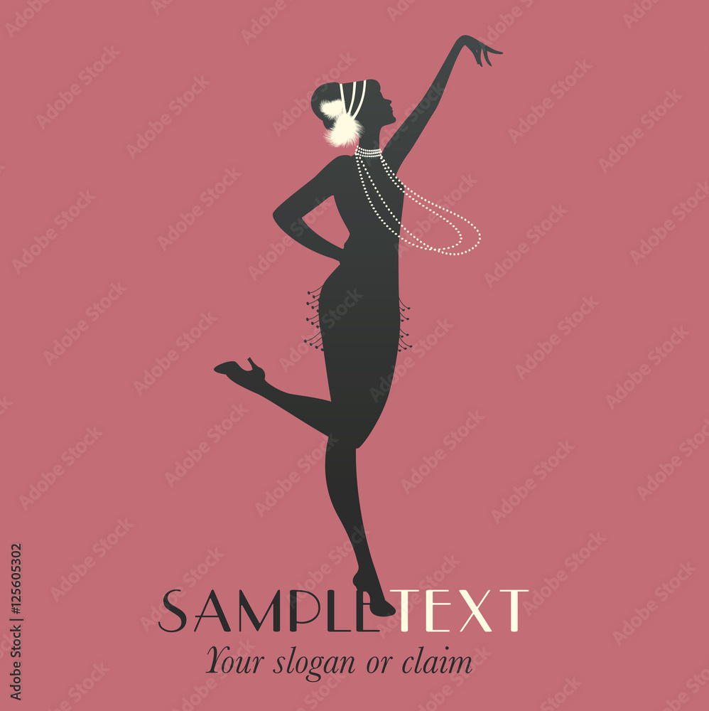 Flapper girl silhouette dancing Charleston