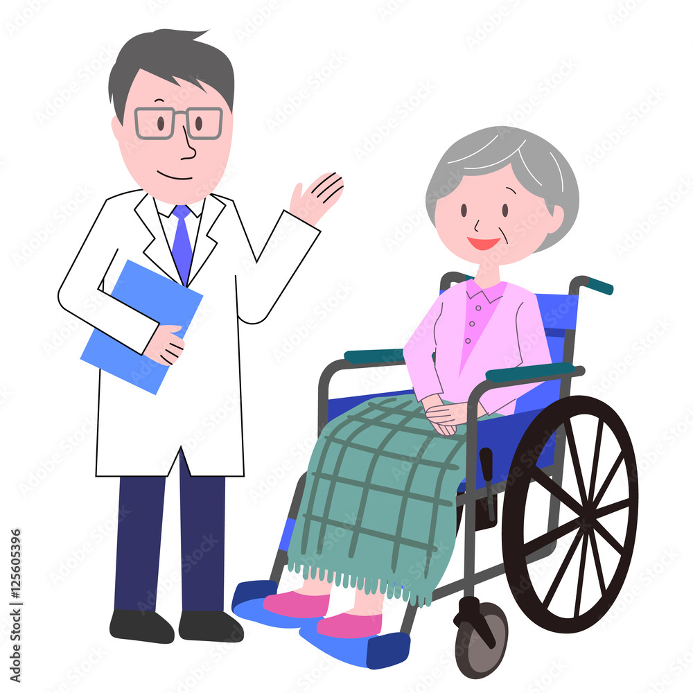 車椅子の高齢者とドクター