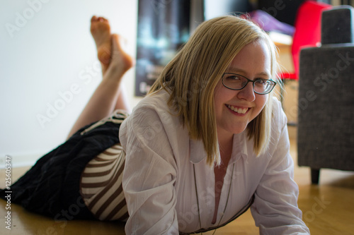 Woman laying on floor