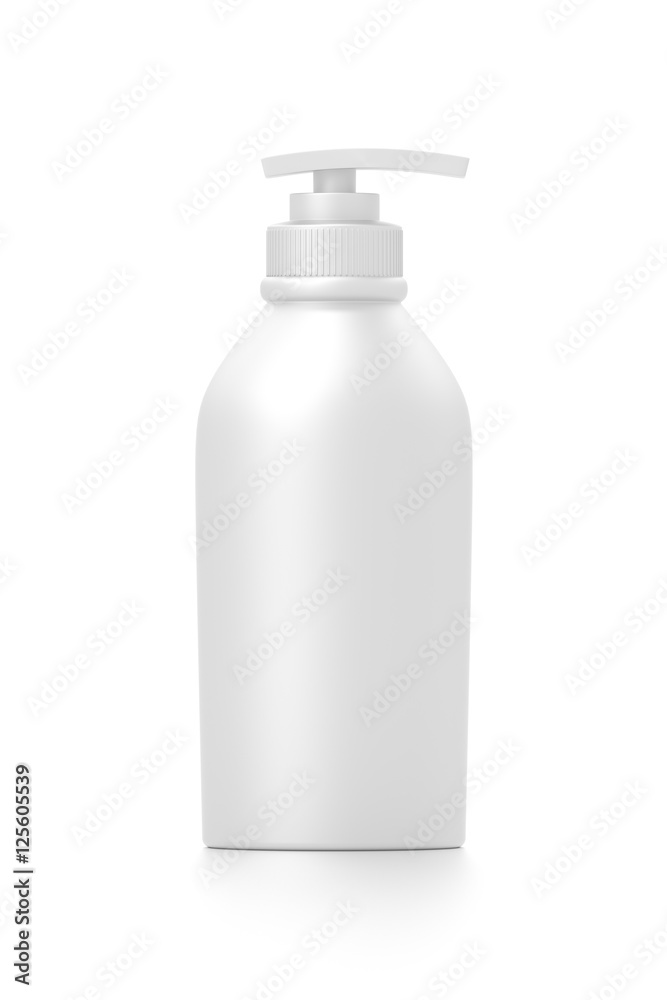 White cosmetic bottle dispenser pump with tube container from front angle. White cosmetic bottle dispenser pump with tube container from front angle.