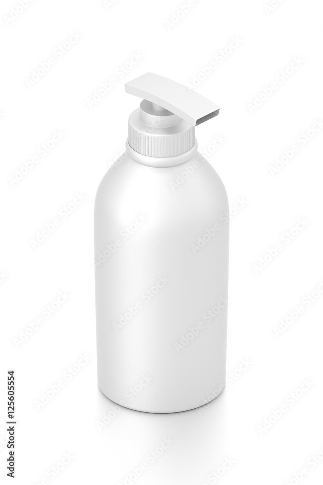 White cosmetic bottle dispenser pump with tube container from isometric angle. White cosmetic bottle dispenser pump with tube container from isometric angle.