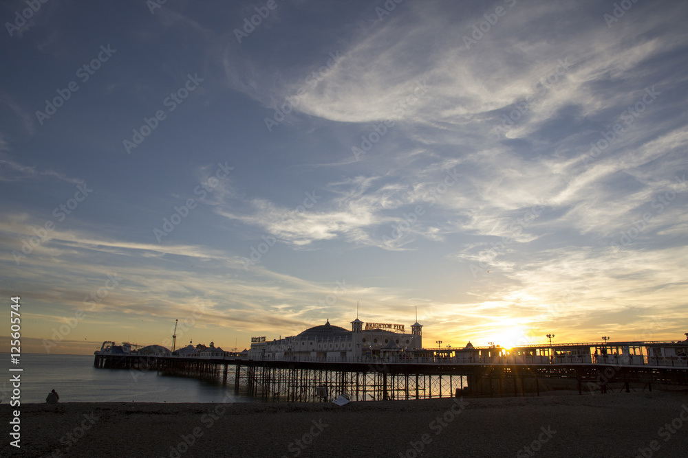 Obraz premium BRIGHTON SUSSEX UK 13 October 2016: Brighton Palace Pier silhouette, England