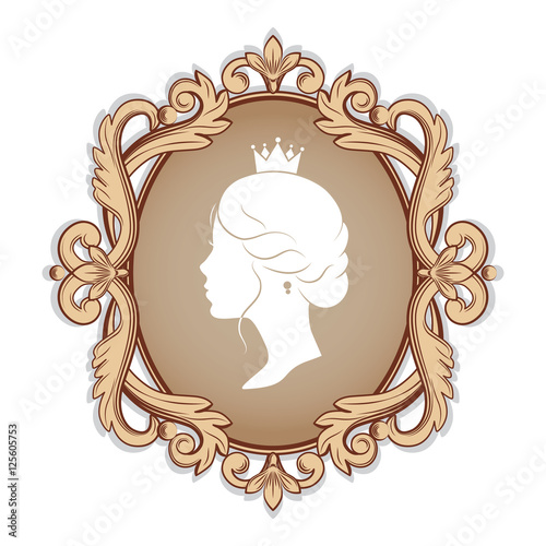 profile silhouette of a princess in  frame