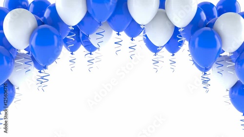 White and blue balloons isolated on white background