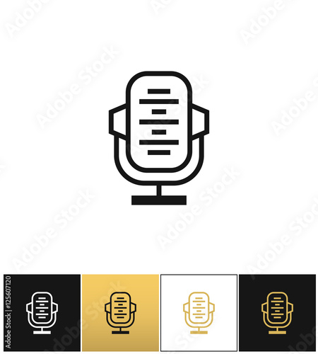Retro microphone or stage audio record  news studio vector icon