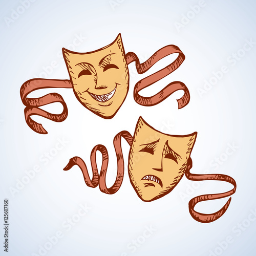 Comedy and tragedy theatrical masks. Vector illustration