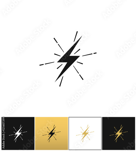 Lightning thunderbolt sign or strike electric bolt vector icon