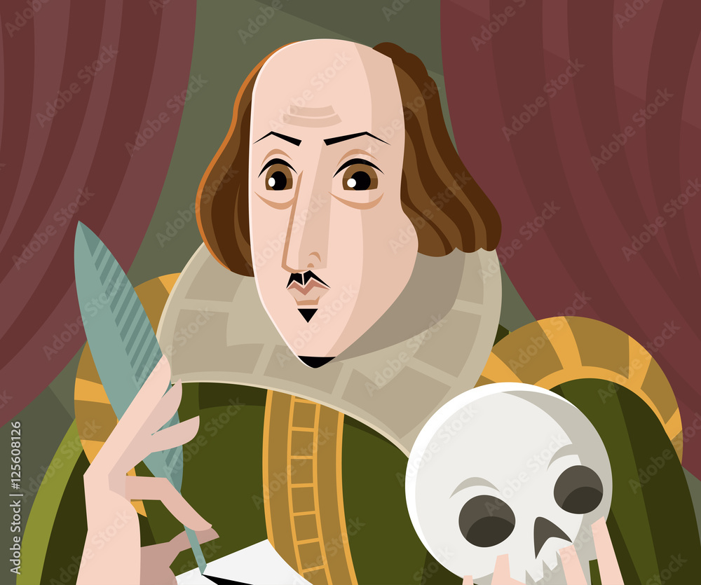 shakespeare with a skull writing Stock Vector Adobe Stock