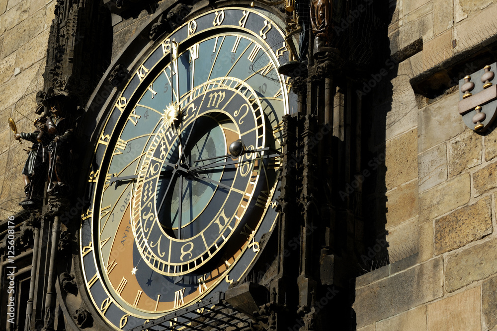 Obraz premium Detail of the Prague Astronomical Clock (Orloj) in the Old Town of Prague 