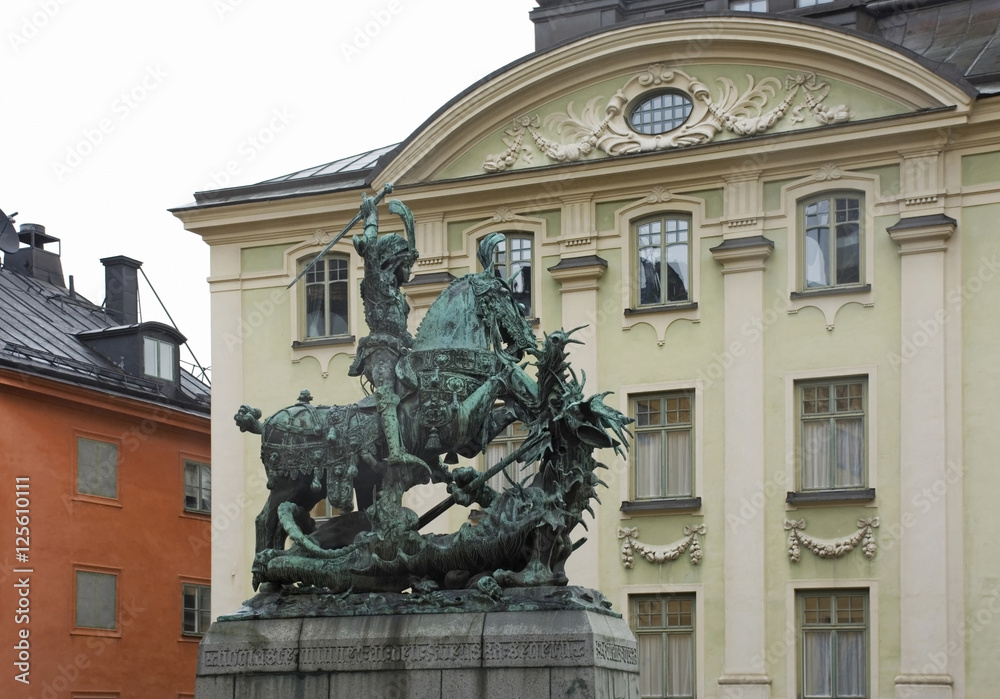 Sculpture of St. George in Stockholm. Sweden