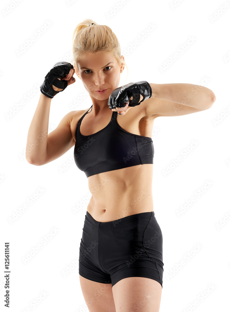 MMA female fighter punching