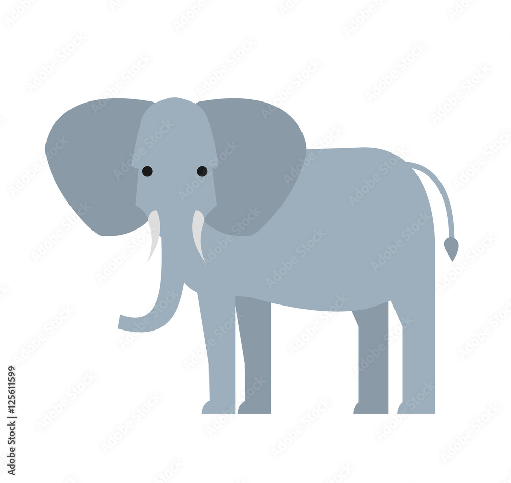 cartoon elephant in flat style isolated on white background