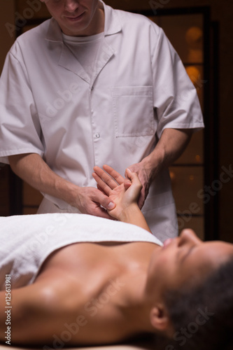 Woman having relaxing body massage
