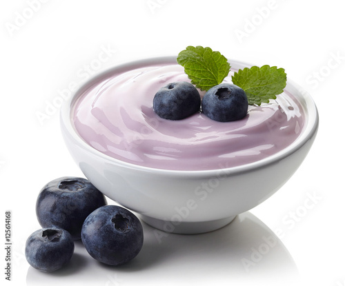 Bowl of blueberry yogurt