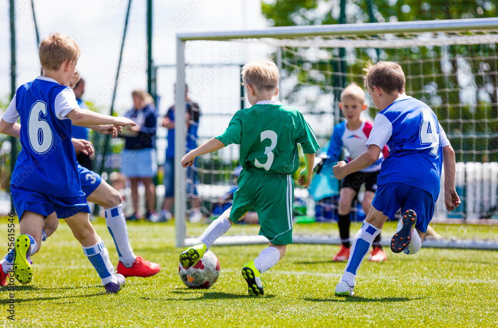 Football Soccer Match For Children Boys Playing Football Game On A
