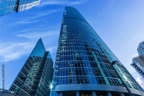 Modern skyscrapers in Moscow city dowtown photo