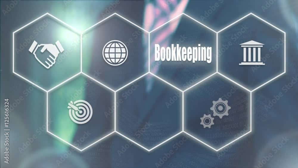 Businessman pressing a Business Bookkeeping concept