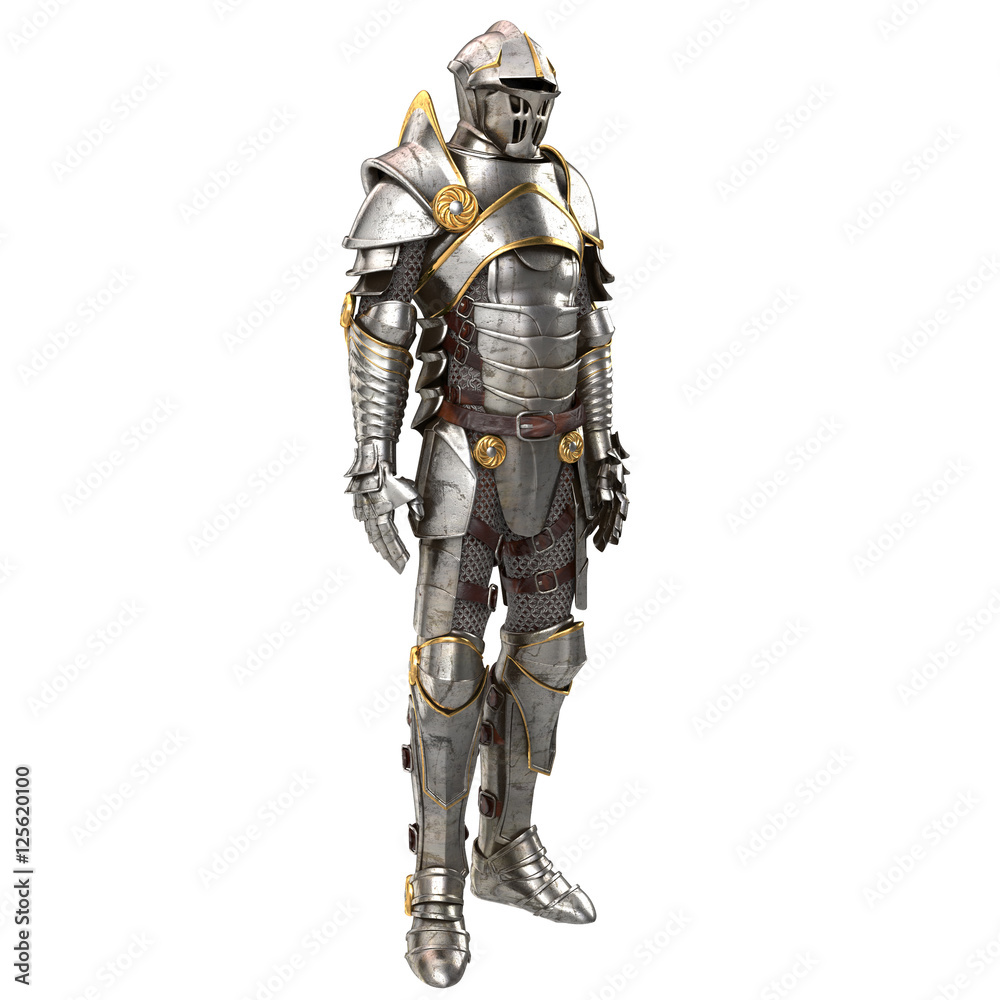 3d illustration of a full suit of armor isolated on white background